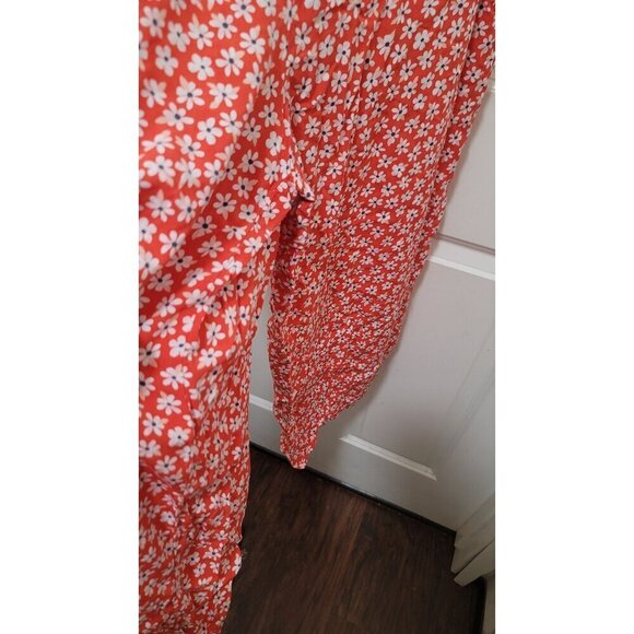 Old Navy Sleeveless Red Floral Jump Suit With Ruffle Hem & Adjustable Straps Ela - Picture 5 of 12